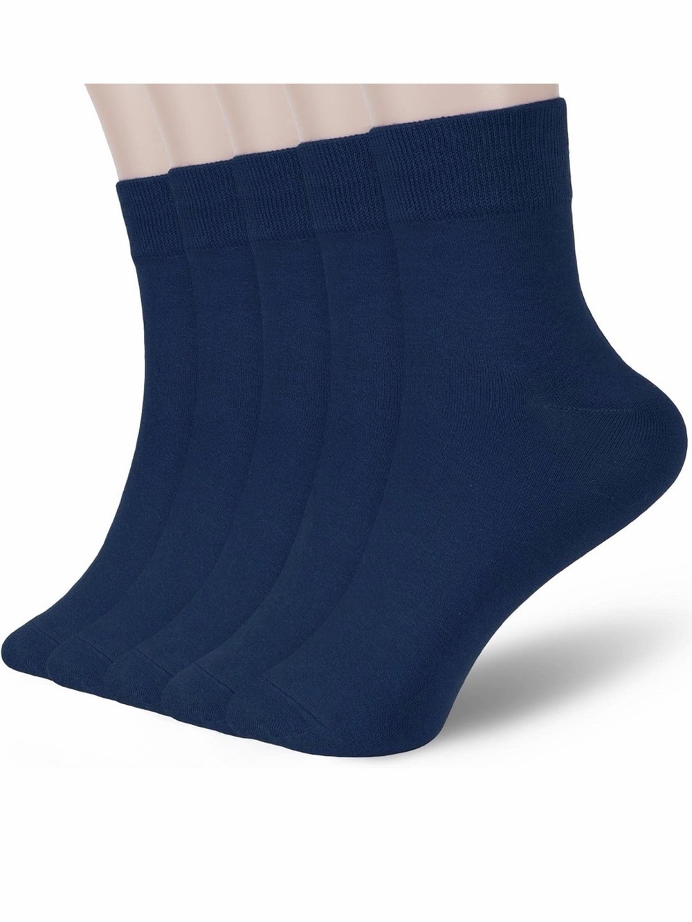 Women’s Navy Thin Dress Cotton Soft Ankle Crew Socks 5 Pairs NWT - Picture 2 of 5